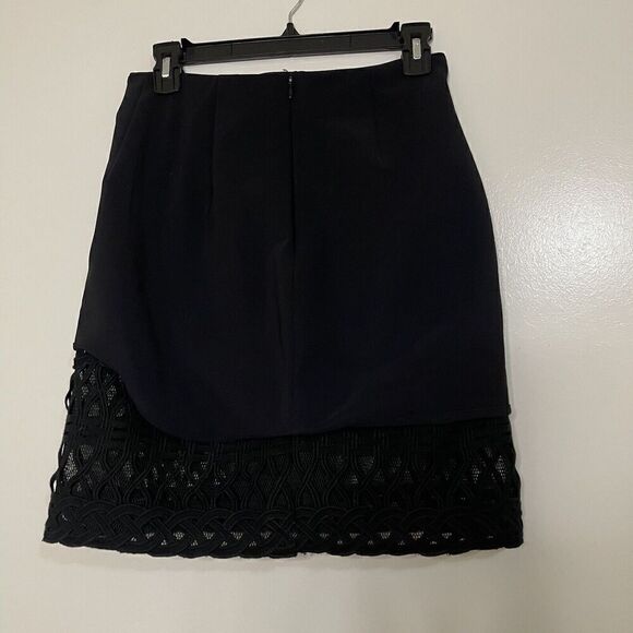 Jonathan Simkhai black lace eyelet trim detail short skirt size US 4 - Picture 3 of 6